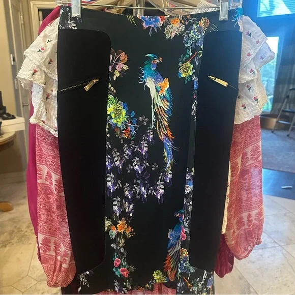 CAVALLI PEACOCK SKIRT Just CAvalli by Roberto CAvalli size Small designer Italy - Picture 1 of 8